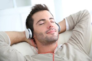 relaxed man with headphones